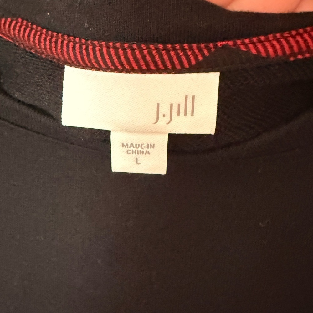 J.Jill Buffalo Plaid Mixed Media Dress Black Red Large - Picture 3 of 7